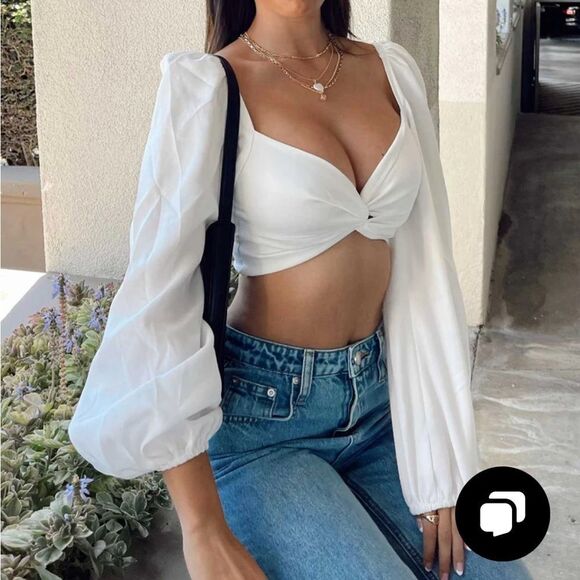 Princess polly balloon sleeve crop - Picture 1 of 9